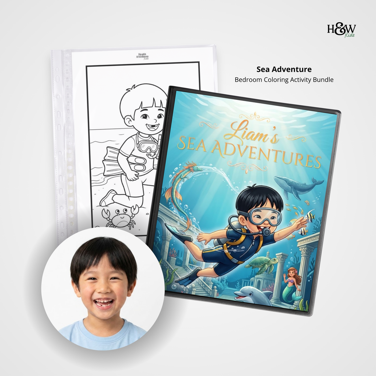 Sea Adventures  (Personalized Bedtime Story Coloring Book Portfolio for Kids)