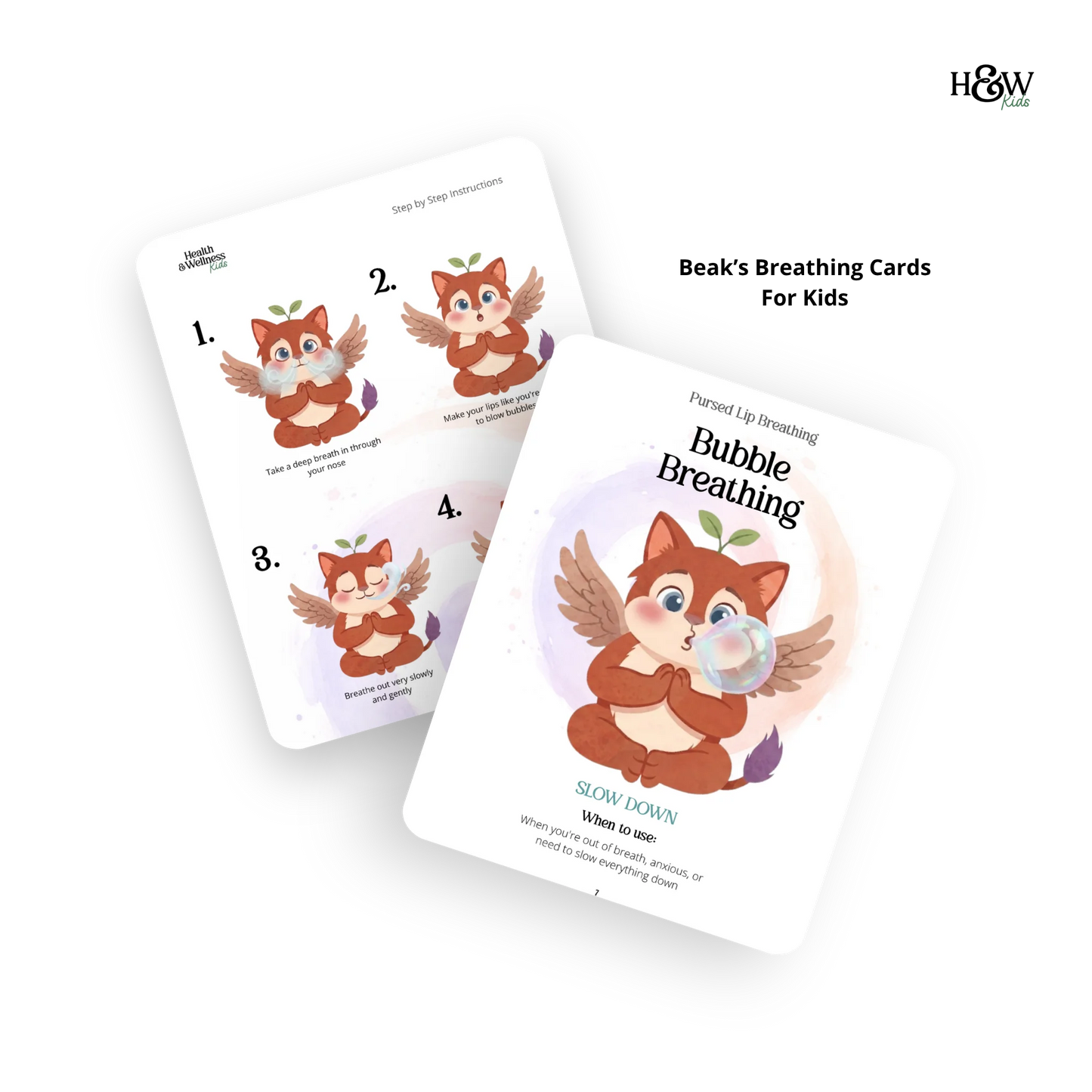 Breathing Cards for Kids - Breathing Flashcards for Kids  (No personalization)