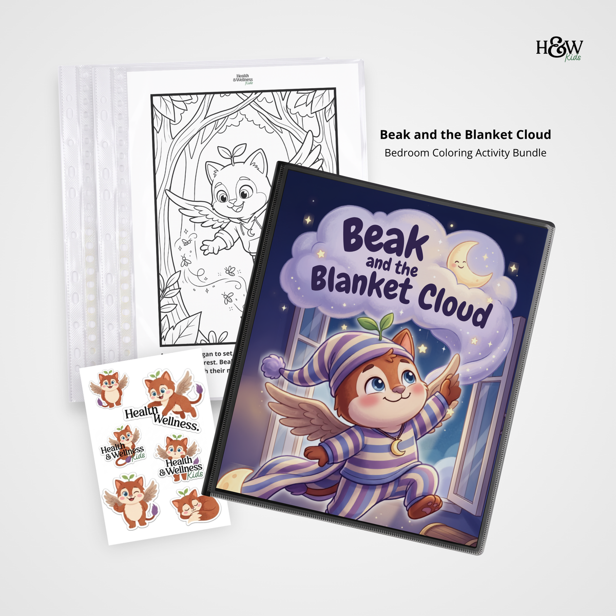 Beak and the Blanket Cloud  (Non Personalized Bedtime Story Coloring Book Portfolio for Kids)