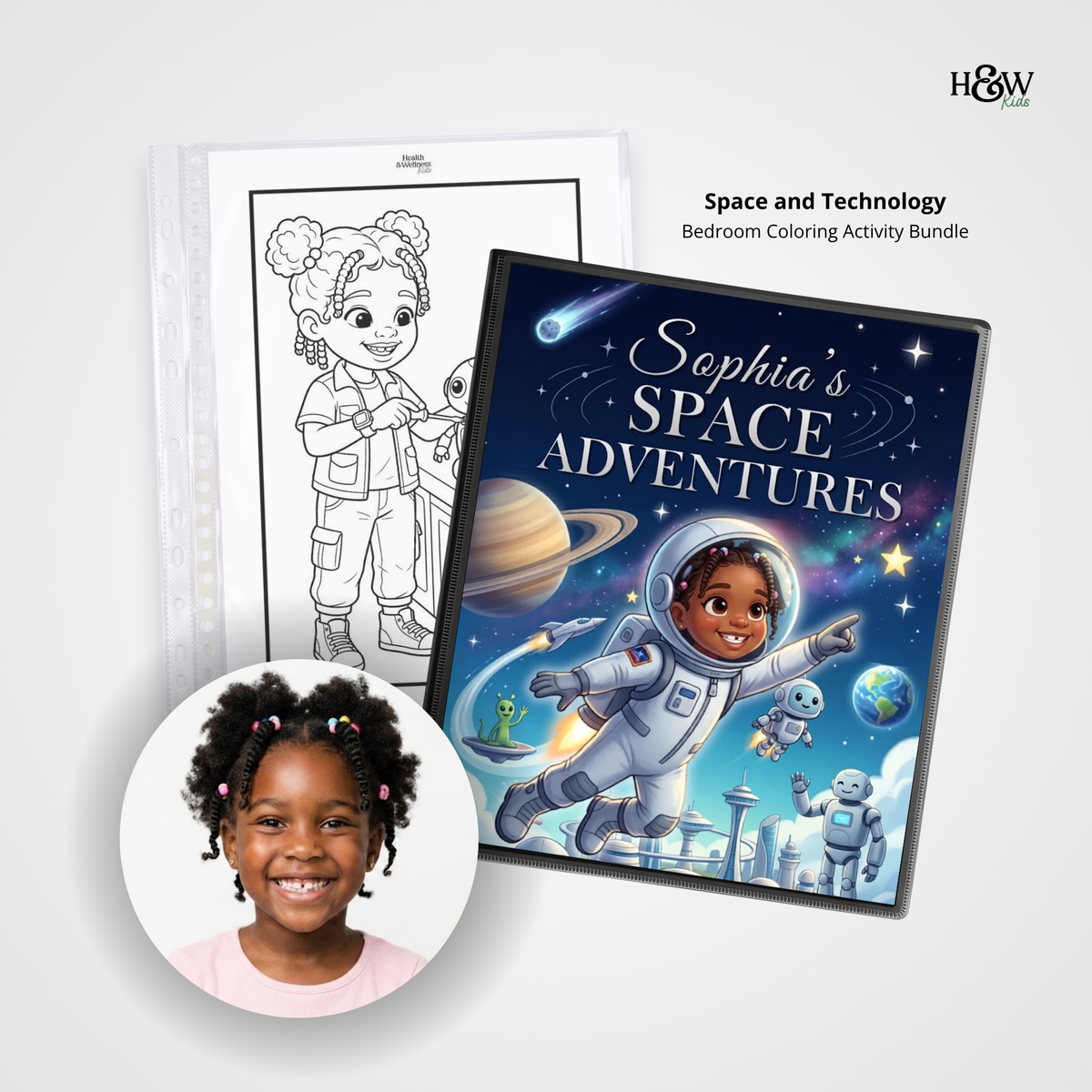 Space and Tech Adventures  (Personalized Bedtime Story Coloring Book Portfolio for Kids)