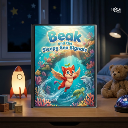 Beak and the Sleepy Sea Signals (Non-Personalized Bedtime Story Coloring Book Portfolio for Kids)