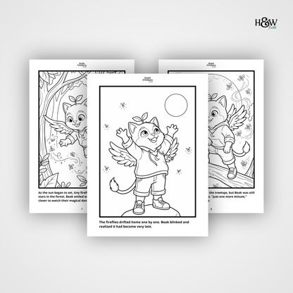 Beak and the Blanket Cloud  (Non Personalized Bedtime Story Coloring Book Portfolio for Kids)