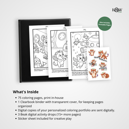 Beak and the Never-Sleeping Space Station (Non-personalized Bedtime Story Coloring Book Portfolio for Kids)