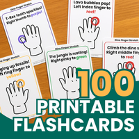 Fine Motor Flashcard Printable - Dino Finger Twister Flashcards